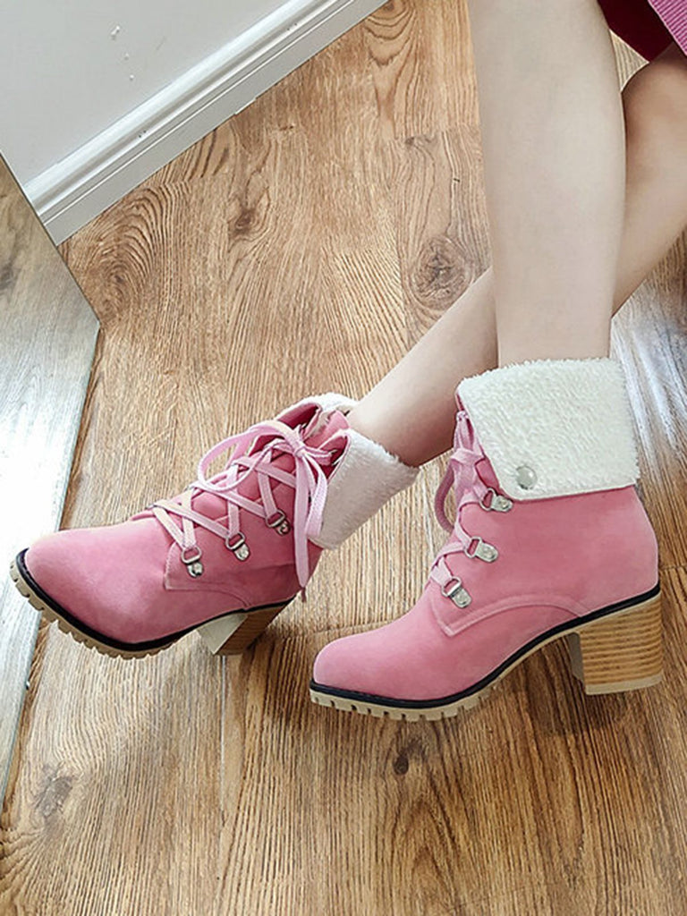 Retro Solid Lace-up Martin Boots