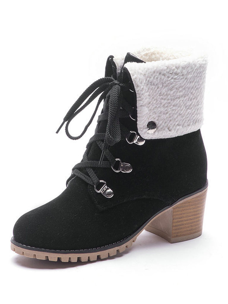 Retro Solid Lace-up Martin Boots