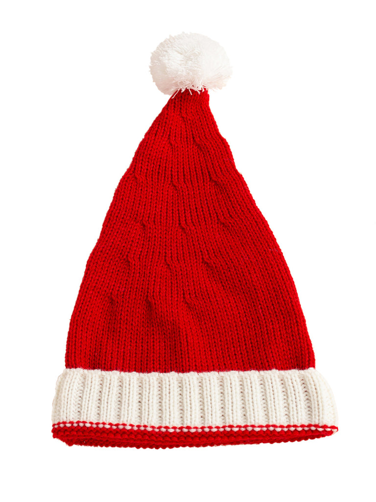 Red Solid Hairball Knitted Parent Hat