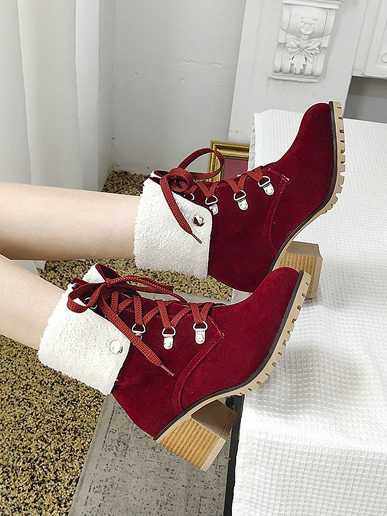 Retro Solid Lace-up Martin Boots