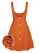 Orange 1960s Button A-Line Suspender Skirt, vintage skirt, retro style - perfect for women who love vintage and retro fashion