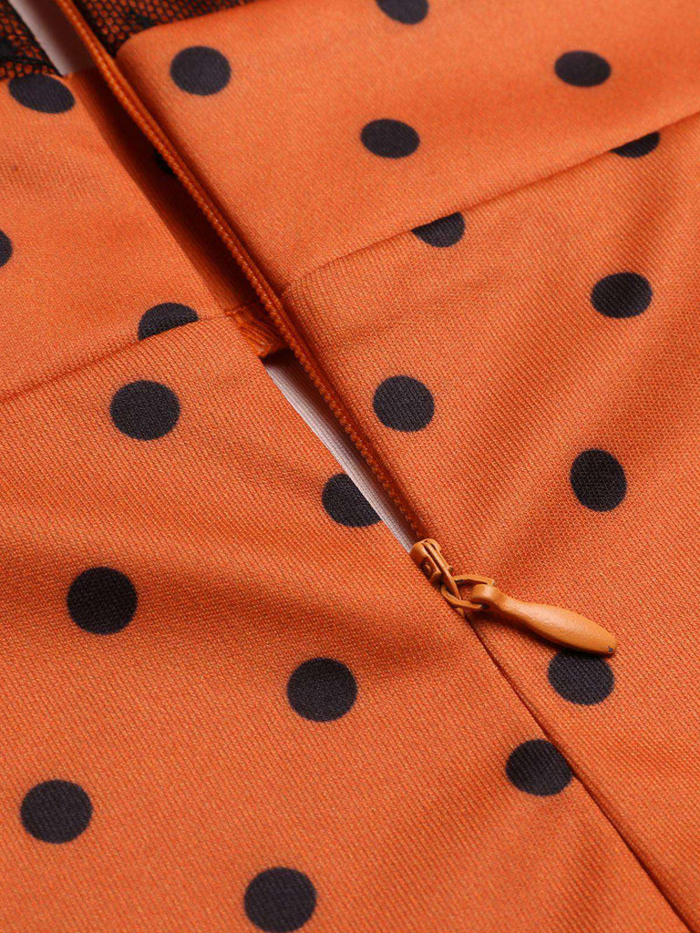 Orange 1960s Illusion Bodycon Dress, classic 1960s style elegant retro fashion - Image 7