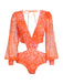 Orange Floral Lace-up One-piece Swimsuit: timeless style reimagined