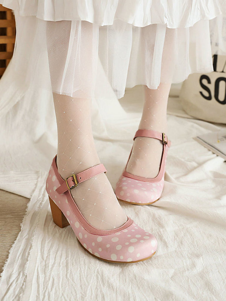 Retro Mid Heels Mary Jane Shoes