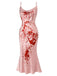Pink 1930s Halloween Blood Fishtail Dress, vintage dress, retro fashion - perfect for women who love vintage and retro fashion