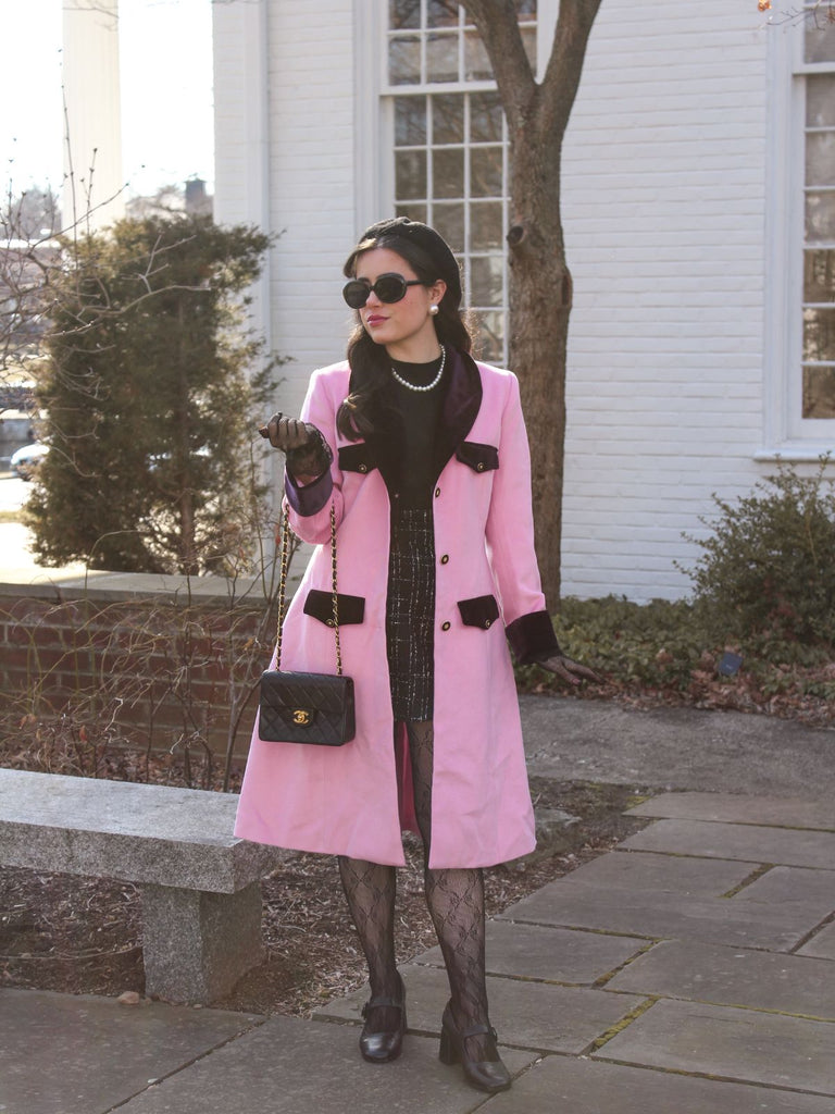 Pink 1930s Velvet Patchwork Button Coat: timeless style reimagined