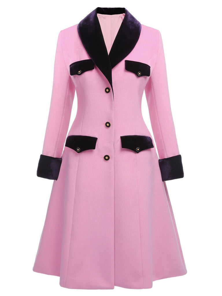 Pink 1930s Velvet Patchwork Button Coat — vintage elegance for the modern woman