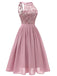 Pink 1950s Floral Lace Swing Dress — vintage elegance for the modern woman