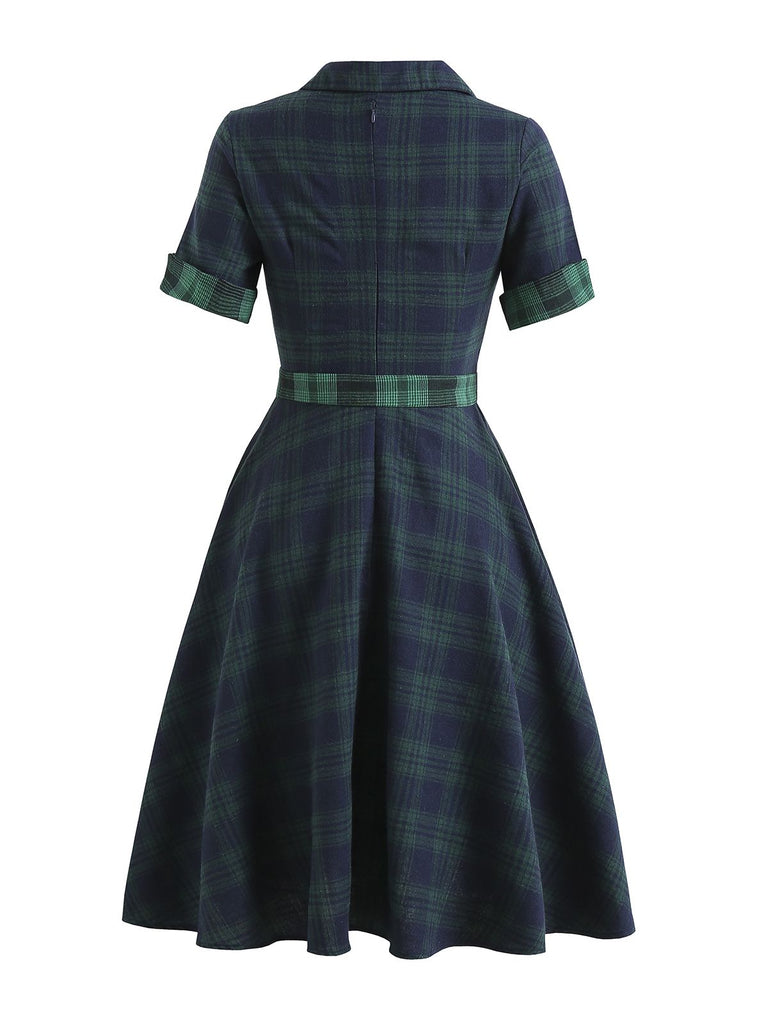 Plaids 1950s Buttoned Belted Swing Dress — vintage elegance for the modern woman