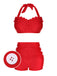 Red 1950s Button Ruffles Halter Swimsuit: timeless style reimagined