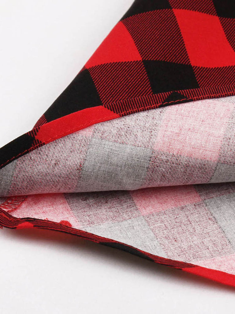 Red 1950s Plaid Bowknot Swing Dress — vintage elegance for the modern woman
