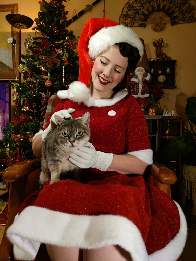Red 1950s Solid Plush Christmas Dress — vintage elegance for the modern woman