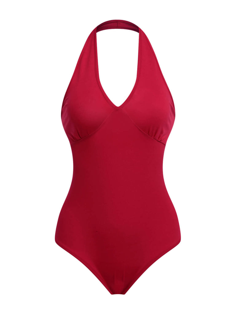 Red 1950s Solid Vintage One-Piece Bodysuit: timeless style reimagined