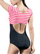 Red & Blue 1940s Stripes Cut-Out One-Piece Swimsuit: timeless style reimagined