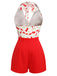 Red Cherry V-Neck Halter Lace-Up Romper: timeless style reimagined