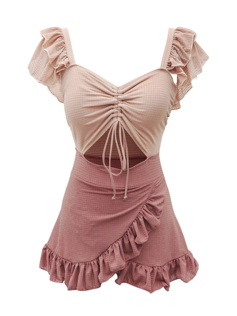 Retro 1940s Ruffled Keyhole Swimsuit: timeless style reimagined