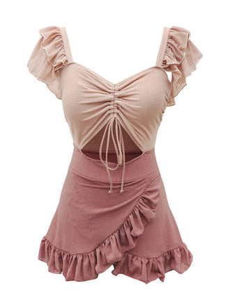 Retro 1940s Ruffled Keyhole Swimsuit: timeless style reimagined