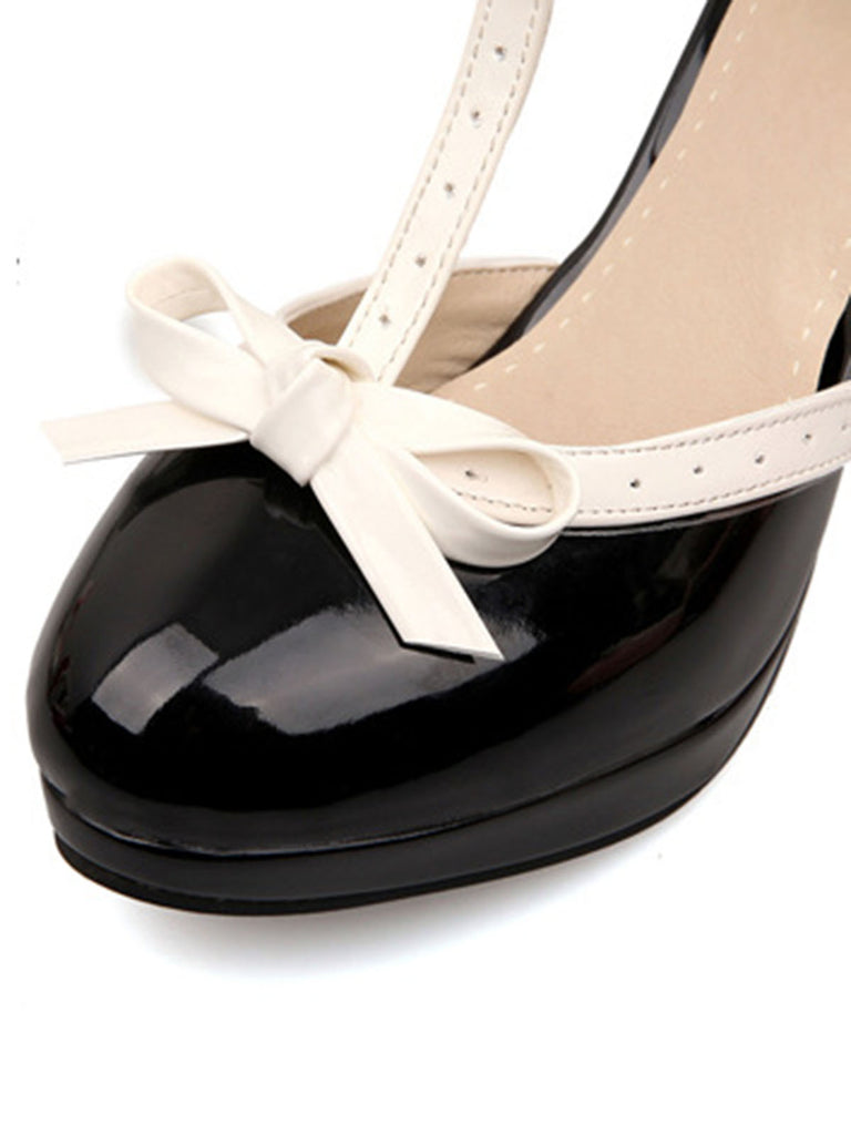 Retro Bow Décor High Heel Shoes — vintage elegance for the modern woman