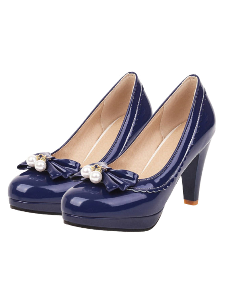 Retro Bow Pearl High Heels Shoes — vintage elegance for the modern woman