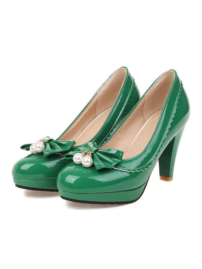 Retro Bow Pearl High Heels Shoes — vintage elegance for the modern woman