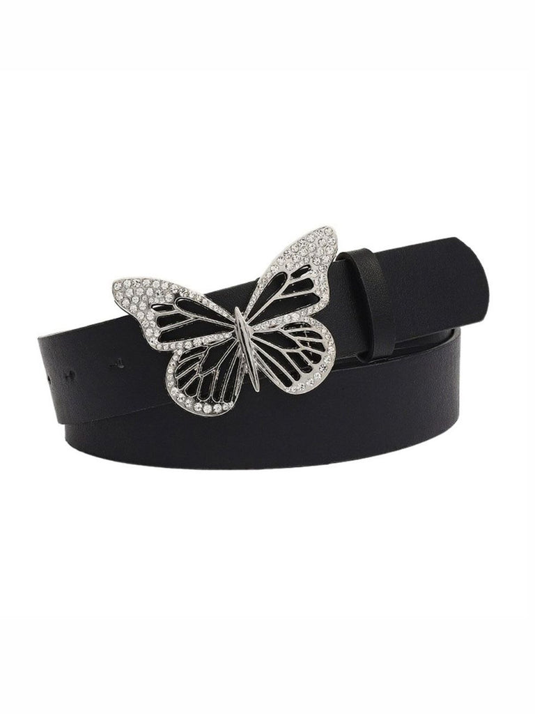 Retro Butterfly Buckle Rhinestones Wide Belt - vintage fashion, retro style