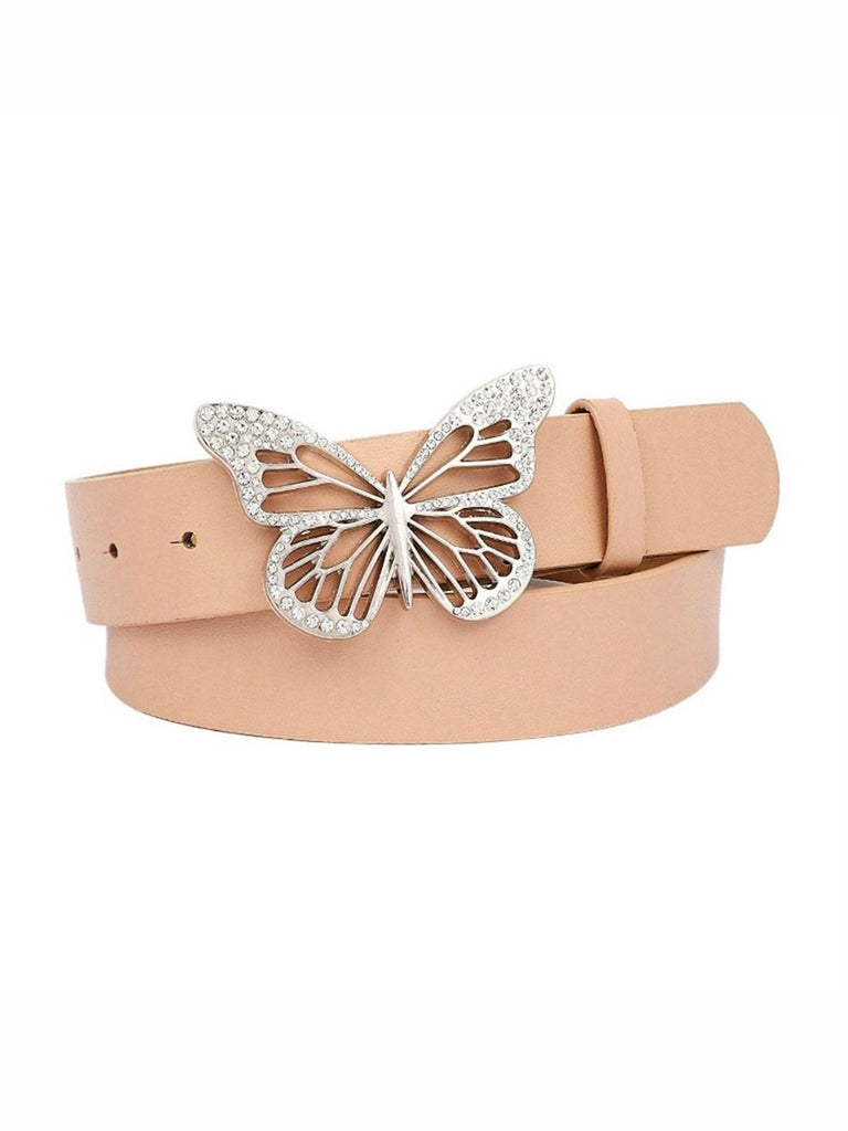 Retro Butterfly Buckle Rhinestones Wide Belt - vintage fashion, retro style