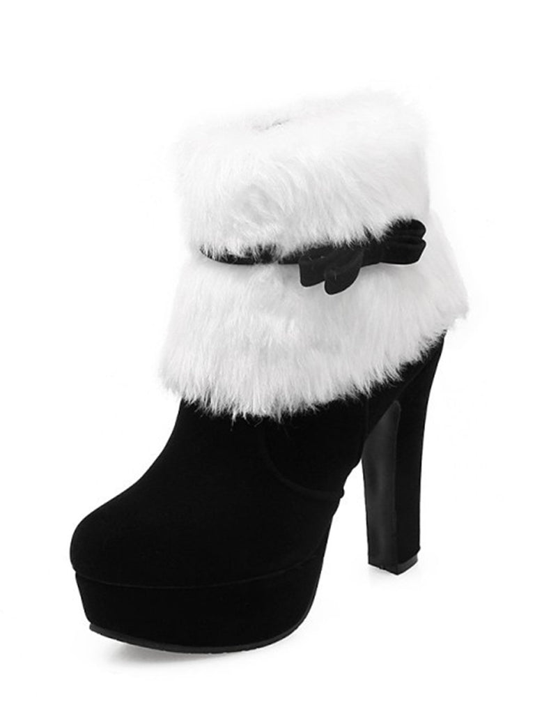 Retro Christmas Short Plush High Heel Shoes — vintage elegance for the modern woman
