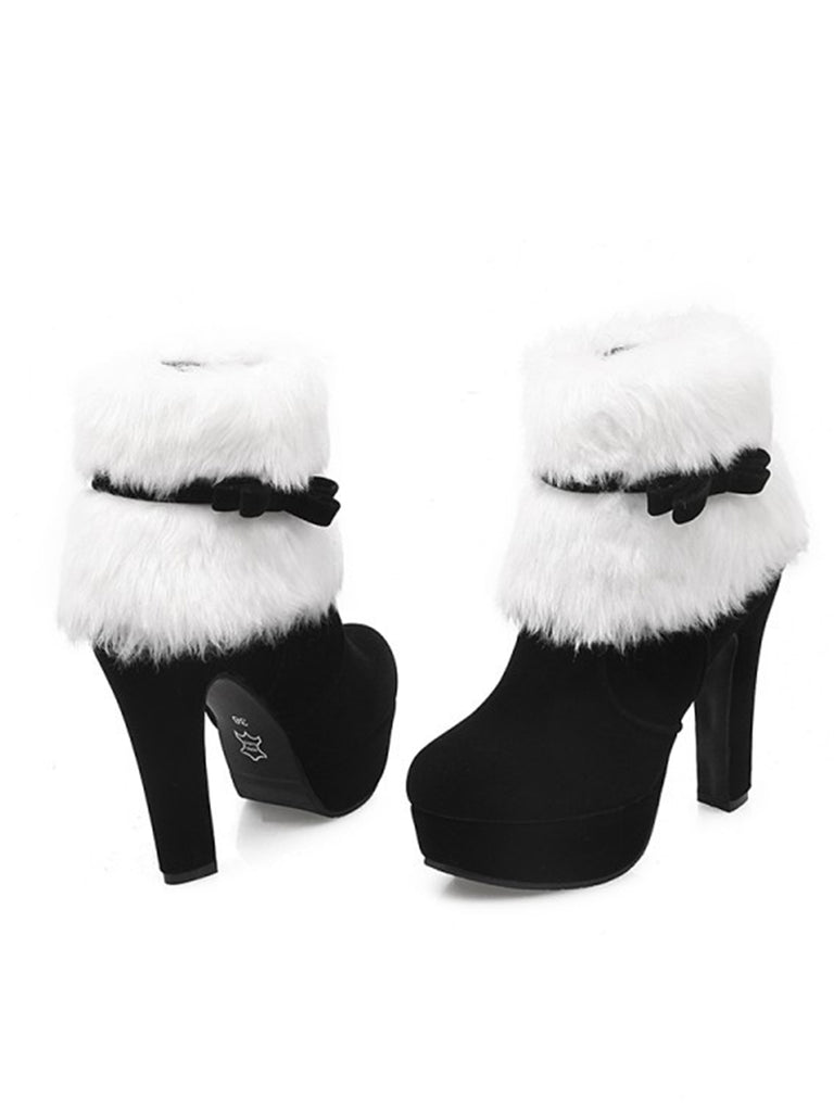 Retro Christmas Short Plush High Heel Shoes — vintage elegance for the modern woman