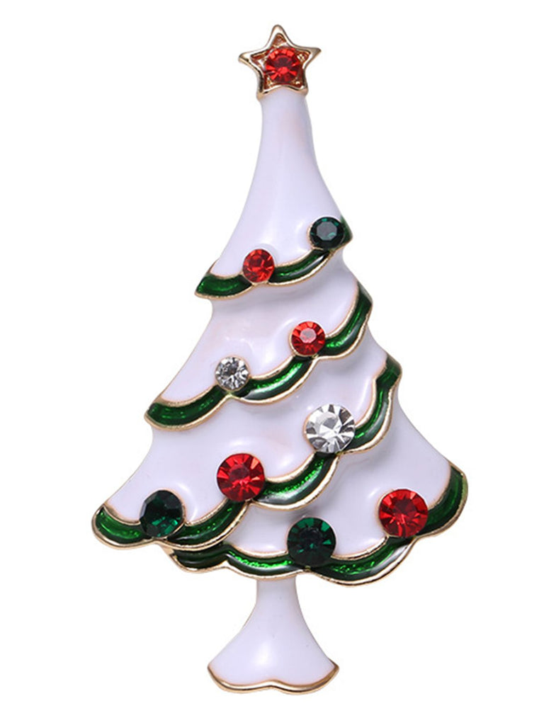Retro Christmas Trees Rhinestone Brooch: timeless style reimagined