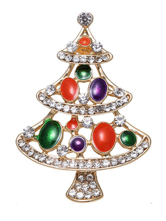 Retro Christmas Trees Rhinestone Brooch: timeless style reimagined