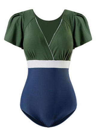 Retro Flare Sleeve One-Piece Swimsuit: timeless style reimagined