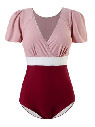 Retro Flare Sleeve One-Piece Swimsuit: timeless style reimagined