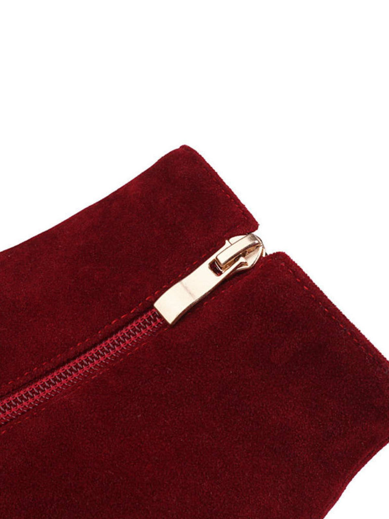 Retro Fleece Solid Color High Heel Boots — vintage elegance for the modern woman