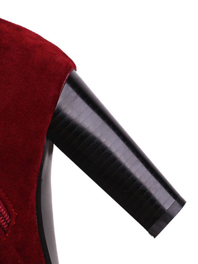 Retro Fleece Solid Color High Heel Boots — vintage elegance for the modern woman