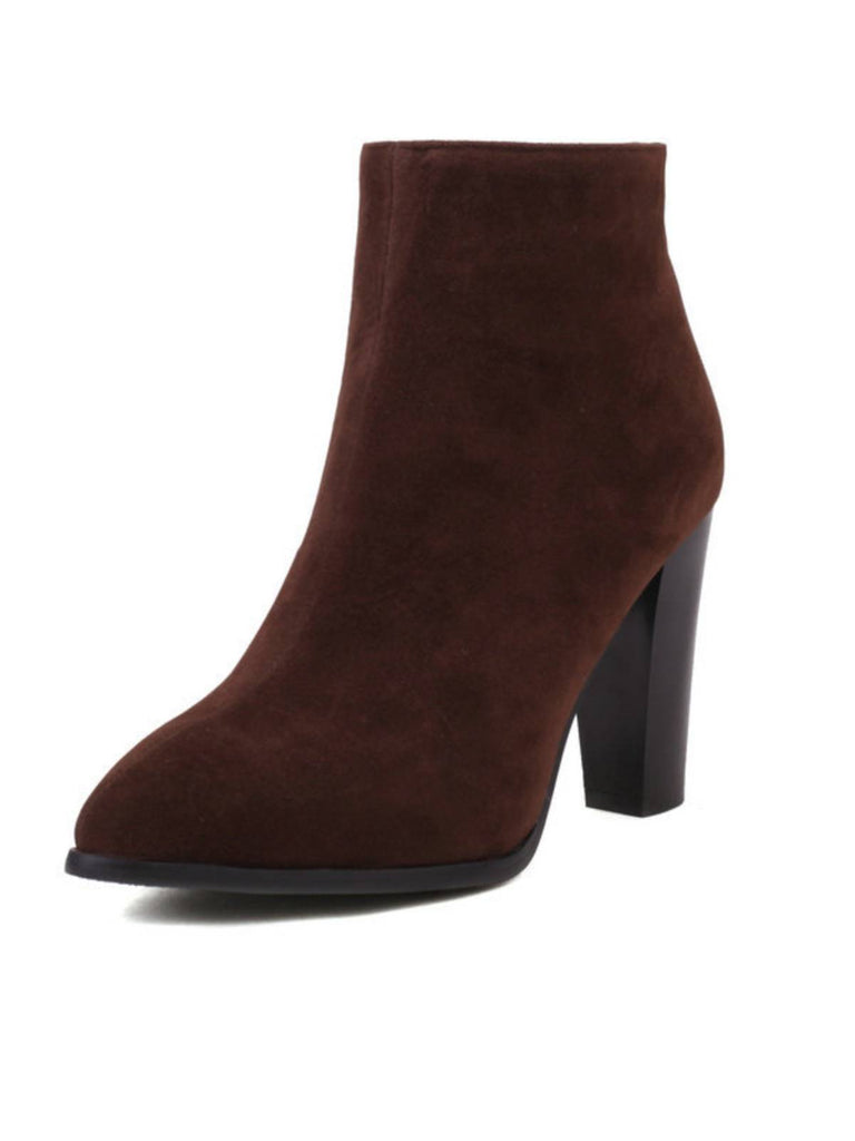 Retro Fleece Solid Color High Heel Boots — vintage elegance for the modern woman