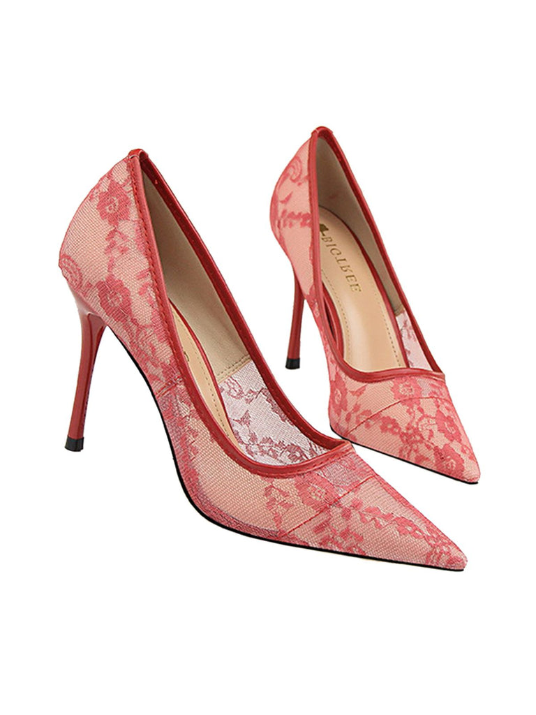 Retro Floral Solid Lace Pointed Shoes: timeless style reimagined