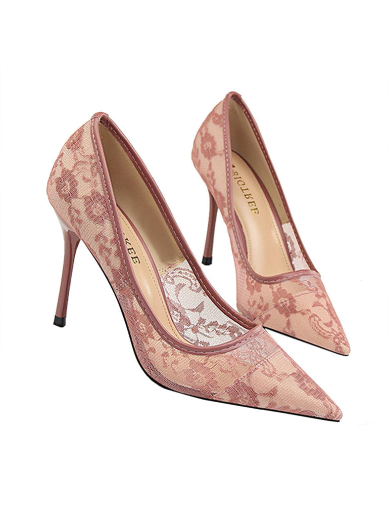 Retro Floral Solid Lace Pointed Shoes: timeless style reimagined