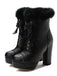 Retro Furry Bowknot Chunky Heel Snow Boots: timeless style reimagined