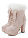 Retro Furry Bowknot Chunky Heel Snow Boots — vintage elegance for the modern woman
