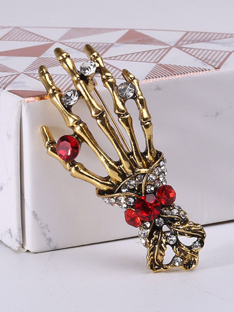 Retro Halloween Skeleton Hand Brooch — vintage elegance for the modern woman