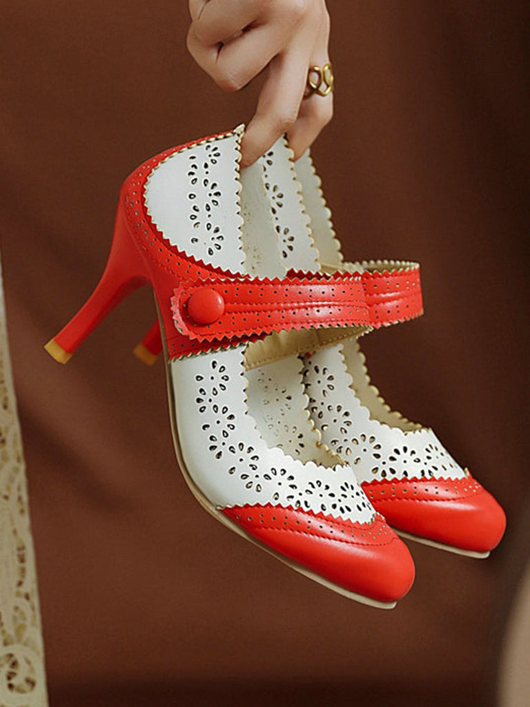 Retro Hollow Out Ankle Strap High Heels Shoes — vintage elegance for the modern woman