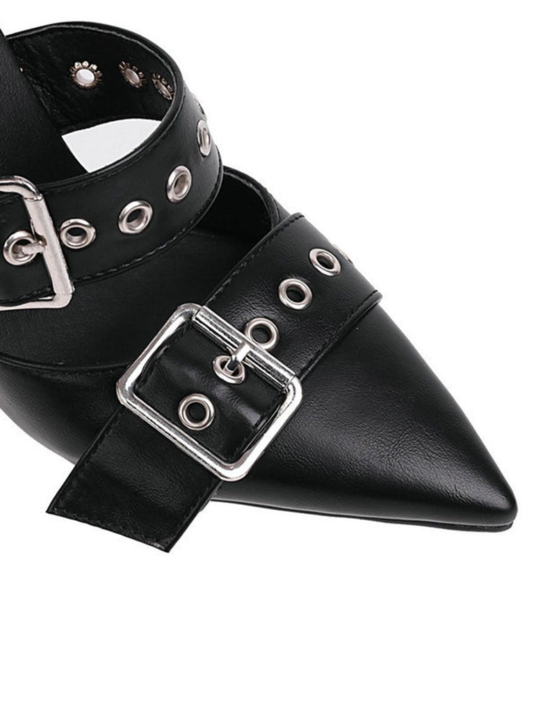 Retro Lace-up Button Décor Pointed Shoes: timeless style reimagined