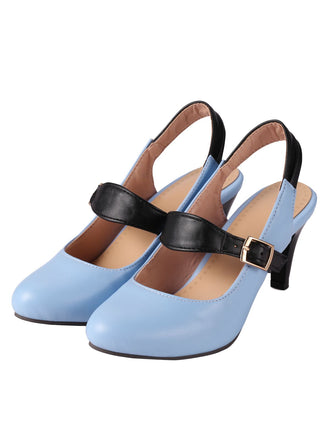 Retro Patchwork Slingback Shoes, classic vintage style elegant retro fashion - Image 1