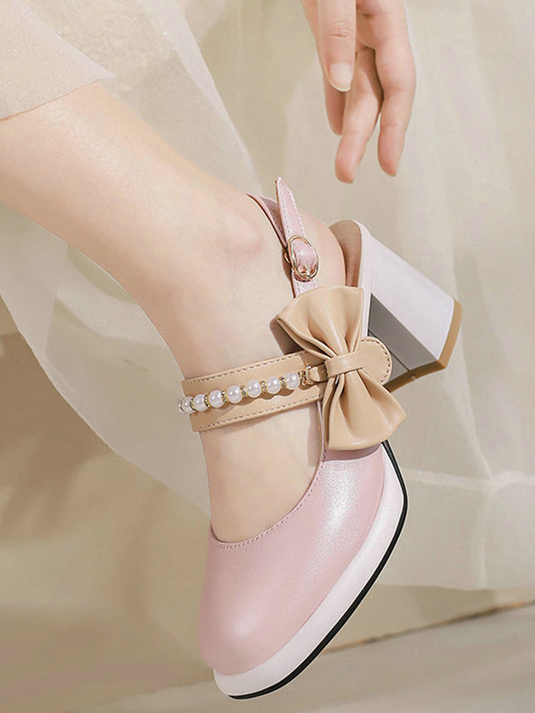 Retro Pearl Décor Sling Back Shoes — vintage elegance for the modern woman