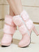 Retro Solid Furry Chunky Heel Short Boots — vintage elegance for the modern woman