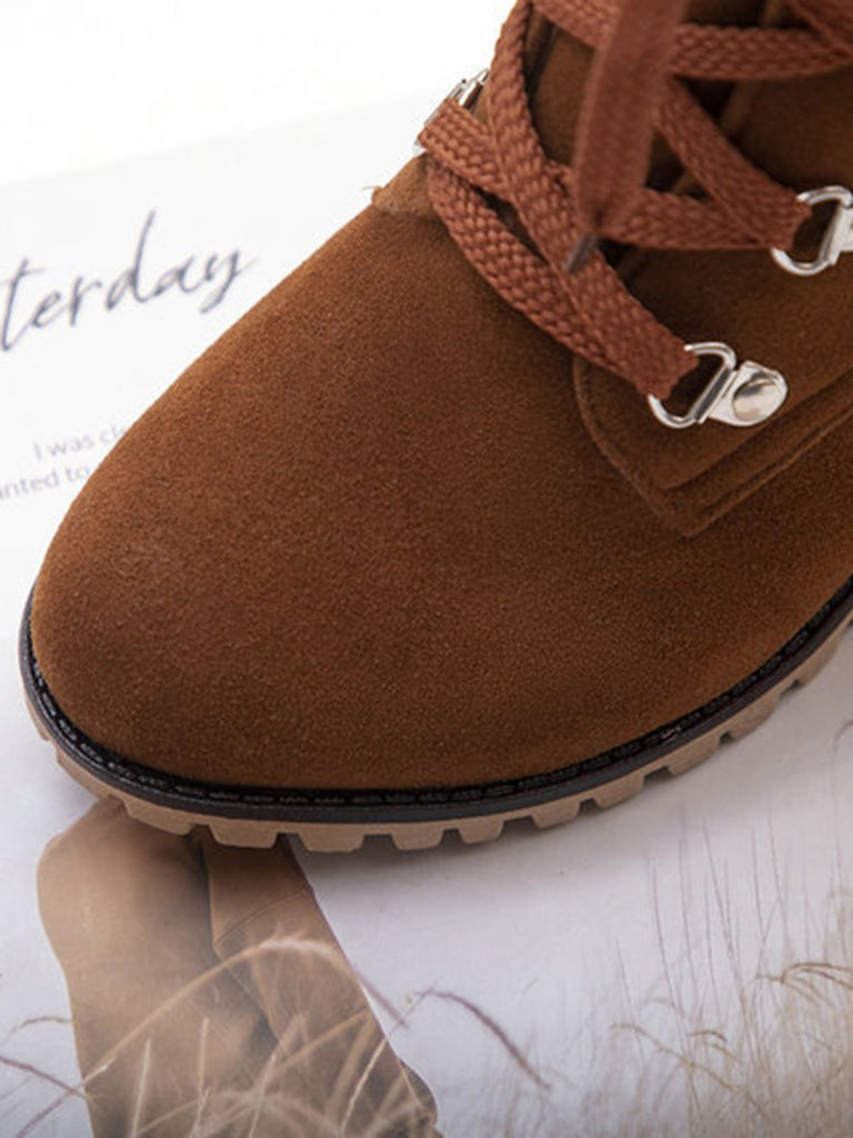 Retro Solid Lace-up Martin Boots — vintage elegance for the modern woman