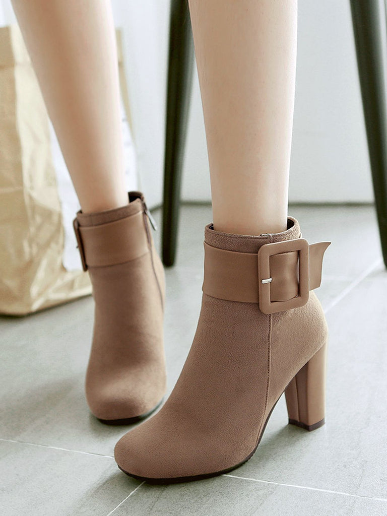 Retro Solid Thick Heel Short Boots: timeless style reimagined