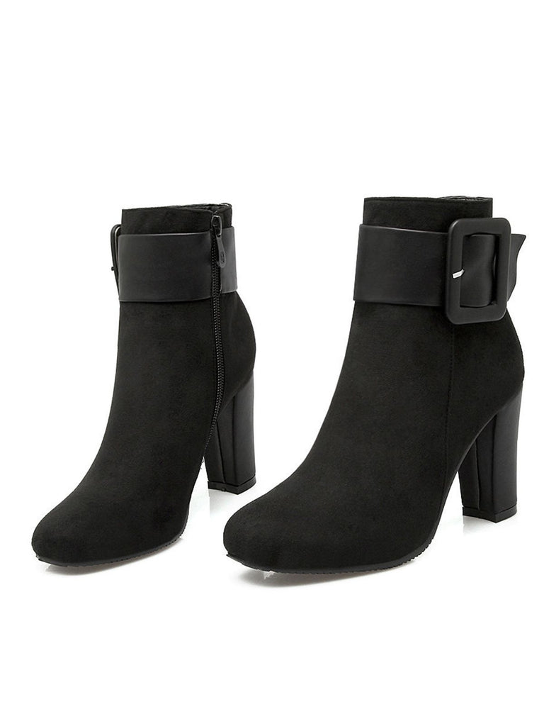 Retro Solid Thick Heel Short Boots — vintage elegance for the modern woman