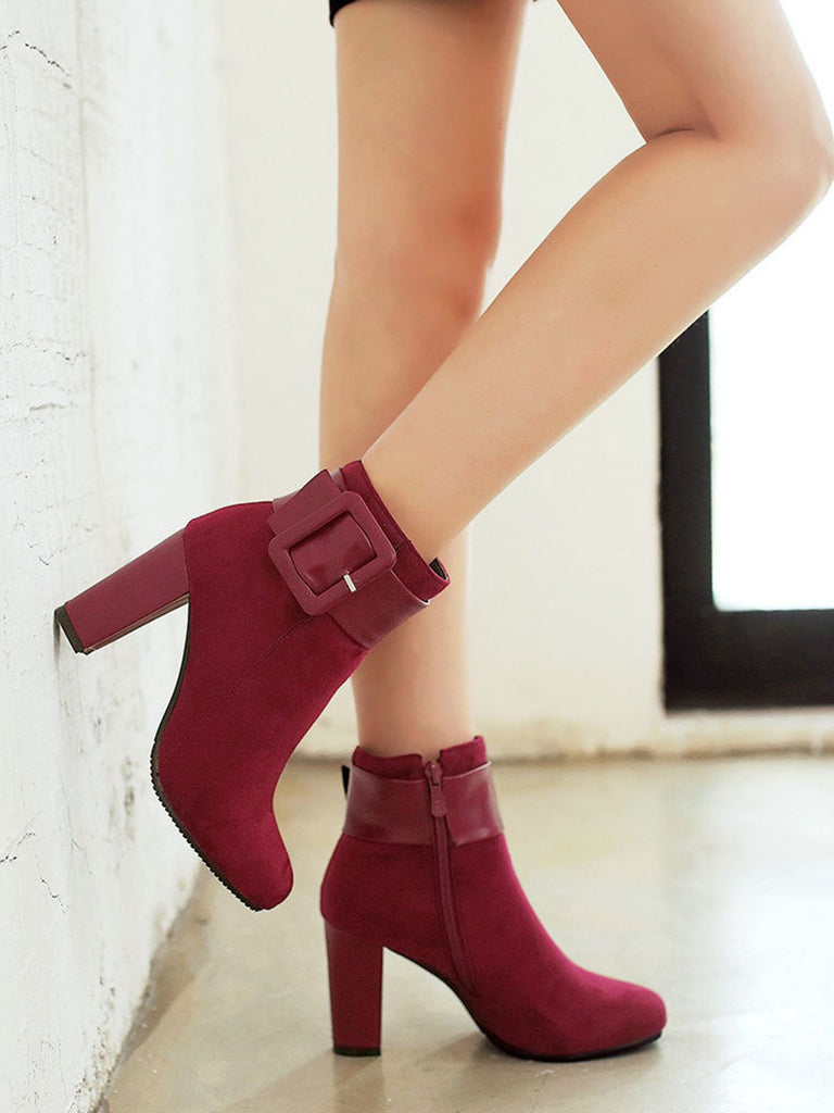 Retro Solid Thick Heel Short Boots: timeless style reimagined