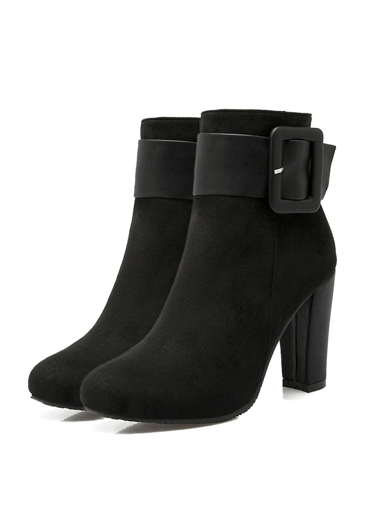 Retro Solid Thick Heel Short Boots — vintage elegance for the modern woman